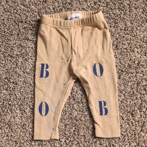 Bobo Choses Tan Leggings with Blue Logo Print
